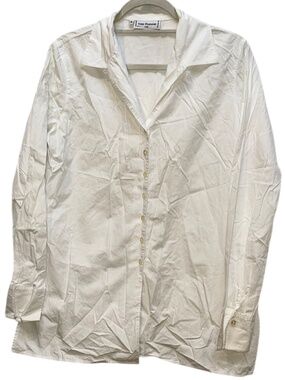 Anne fontaine paris France white cotton classic button down top shirt 4 L